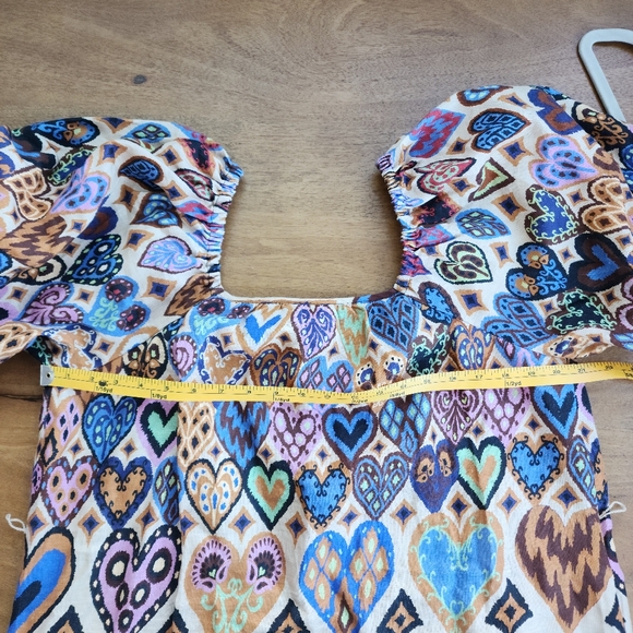 Cream Hearts Ikat Square Neckline Mini Dress, by Farm Rio - Picture 13 of 14